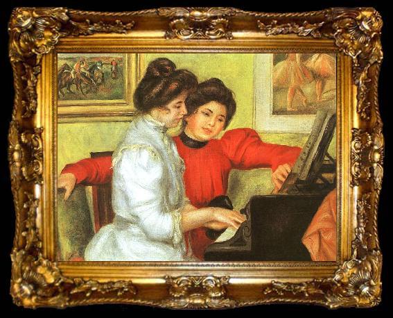 framed  Pierre Renoir Yvonne and Christine Lerolle Playing the Piano, ta009-2